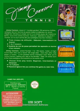 Jimmy Connors Tennis (Europe) box cover back